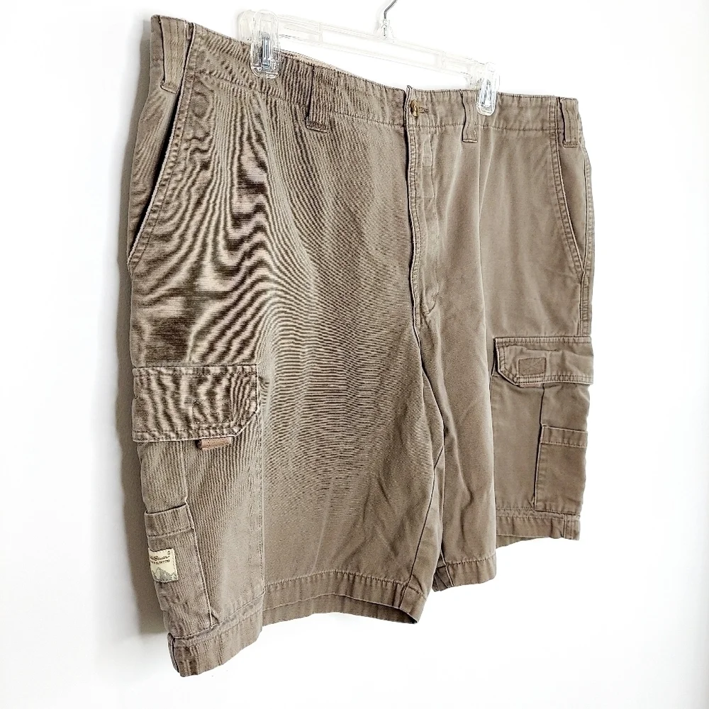Eddie Bauer Mens Cargo Shorts SZ 40 Gray Brown Flat Front Casual Outdoor Cotton